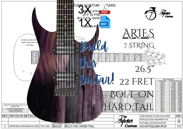 Aries 7 String 26.5" 22 Fret Bolt-on Hard Tail