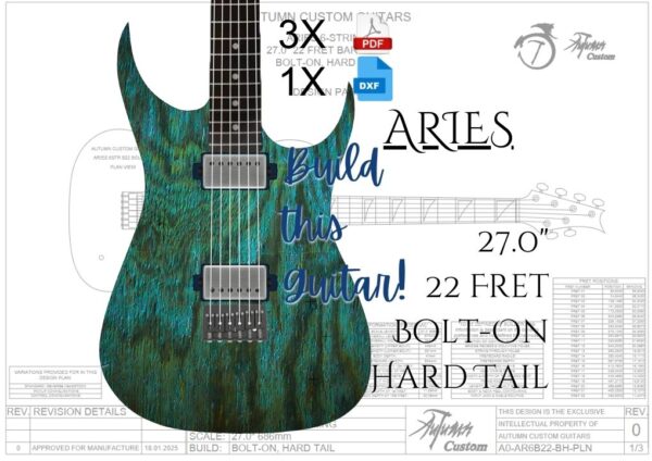 Aries 6 String 27.0" 22 Fret Bolt-on Hard Tail