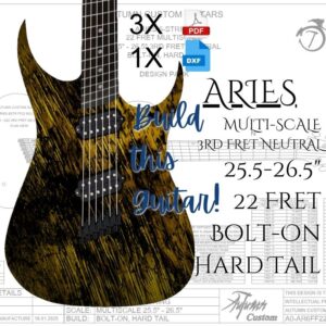 Aries 6 String Multi-Scale 25.5" - 26.5" 22 Fret (3rd Fret Neutral) Bolt-on Hard Tail