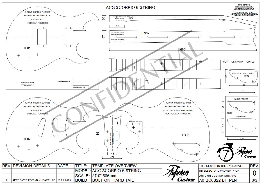 Scorpio 6 String 27.0" 22 Fret Bolt-on Hard Tail - Image 4