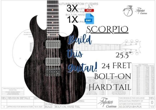 Scorpio 6 String 25.5" 24 Fret Bolt-on Hard Tail