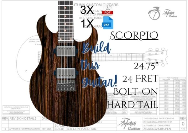 Scorpio 6 String 24.75" 24 Fret Bolt-on Hard Tail